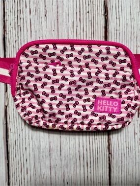 Bioworld Hello Kitty Purse Pink Striped Kids Belt Bag